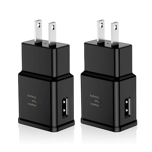 Adaptive Fast Charging Block USB Wall Charger Adapter Fits Samsung Galaxy S25/S24/S23/S22/S22 Ultra/S21/S20/S10/S9/S8/S7/Edge/Note 10 Quick Charge (Black, 2 Pack) - Image 1