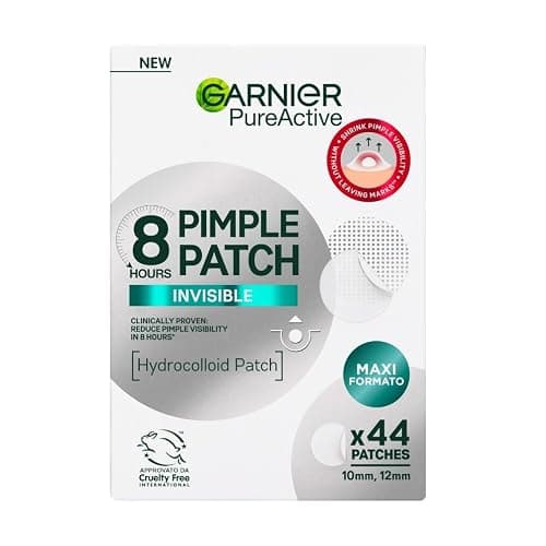 Garnier Pimple Patch Cerotti Idrocolloidali Invisibili, Imperfezioni Ridotte in 8 Ore, Brufoli Visibilmente più Piatti, Adatti a Tutte le Tonalità di Pelle, Vegano, Pure Active, 44 Patch - Image 1