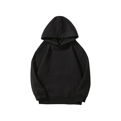 Boys Girls Plain Hoodie with Pocket Loose Hoodies Kids School Jumper Solid Color Long Sleeve Hooded Sweatshirt Cotton Sports Pullover Outdoor - Image 1