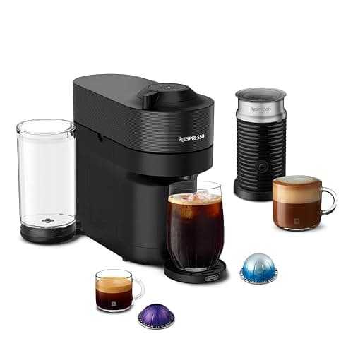 Nespresso Vertuo Pop+ Coffee and Espresso Machine by De'Longhi with Aeroccino Milk Frother, Liquorice Black - Image 1