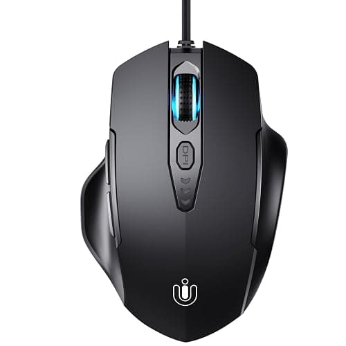 Uineer Wired Mouse, USB Mouse Wired with 6 Buttons Ergonomic Design,1.5M USB Cable Computer mice 7200DPI Optical Mice for PC Laptop, Matte Black - Image 1
