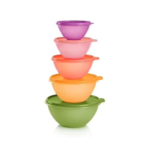 Tupperware Heritage Wonderlier 10-teiliges Frischhalteschüssel-Set in mehreren Farben, spülmaschinenfest und BPA-frei (5 Behälter, 5 Deckel) - Image 1