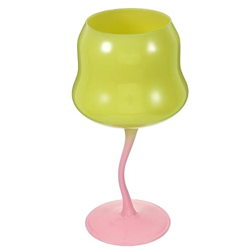 Amosfun Rose Cocktail Glasses Cute Wine Goblet Decorative Stemmed Cup Colored Shaped Glassware for Wine Drinks Ice Cream Dessert Yellow - Yellow - Image 1
