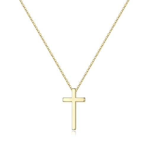 M MOOHAM Cross Necklace for Women - Dainty Cute Bubble 3D Cross Pendant Necklace Sideways Cross Choker Layered 14K Real Gold Plated Cross Necklace Gifts for Women Girls - Image 1