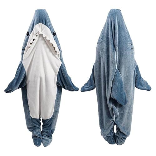 inkArts Shark Blanket Hoodie Onesie for Adult & Kid, Wearable Shark Sleeping Bag, Soft Cozy Onesie Costume - Image 1