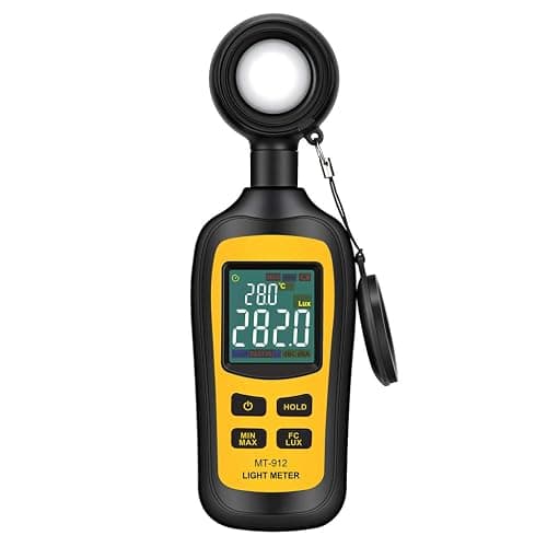 Light Meter Digital Illuminance Meter Handheld Ambient Temperature Measurer, Range up to 200,000 Lux, Luxmeter with 4 Digit Color LCD Screen - Image 1