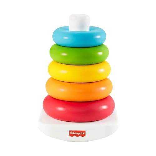 Fisher-Price Rock-a-Stack Baby Toy, Classic Roly-Poly Ring Stacking Toy for Infants and Toddlers, Made From Plant-Based Materials, HPY92 - Image 1