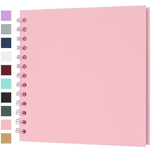 Scrapbook Album 7x7 Inches 40 Pages Hardcover Kraft Paper Photo Album Scrap Book Memory Book Blank DIY Scrapbook Albums for Boyfriend Wedding Baby Travel Anniversary Family, Pink - Image 1