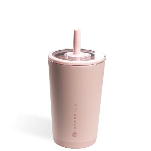 HydroJug Everyday Tumbler 14 oz – Ceramic-Lined Insulated Tumbler with Straw and Soft-Touch Lid, Cup Holder Friendly, Double-Wall Vacuum Insulation, Reusable Travel Cup – Dusty Rose - Image 1