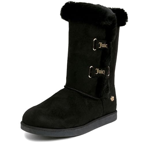 Juicy Couture Women's Tall Slip On Winter Snow Boots Warm & Insulated Fur Lining Comfortable Fashion Booties - Image 1