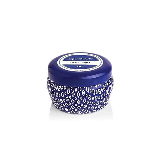 Capri Blue Volcano Scented Mini Tin Candle - Printed Mini Tin Jar Candle - Luxury Candles for Home Scented with Tropical Fruit & Sugared Citrus - Soy Candle Wax Blend - Blue Candle (3 oz) - Image 1