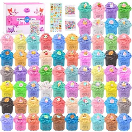 Butter Slime Kit 68 Pack, Mini Slime Party Favors for Girls Boys, Scented Bulk Slime Supplies & Kids, Stress Relief Toy, Soft & Non-Sticky, Birthday Stocking Fillers Goodie Bags Stuffers - Image 1