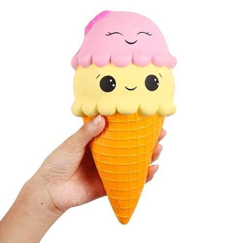 Anboor 9.1 Inches Squishies Jumbo Slow Rising Kawaii Cute Squishies Ice Cream Cone Cake Scented of Decompression Toys Stress Relief Kid's Toys - Image 1