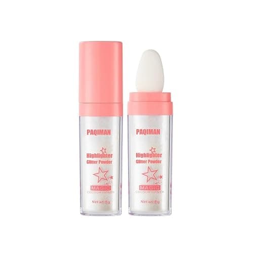 Glitter Powder Highlighter Makeup, Body Brightens the Natural Three-dimensional Face Blusher Patting Powder Highlighter. (01# White moonbeam) - Image 1