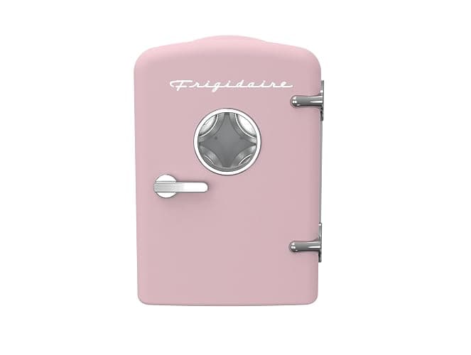 Frigidaire EFMIS171 Retro Mini Portable Personal Fridge - Ideal for Home, Office or Dorm - Includes Carrying Handle, AC/DC Wall/Car Charger (Pink) - Image 1