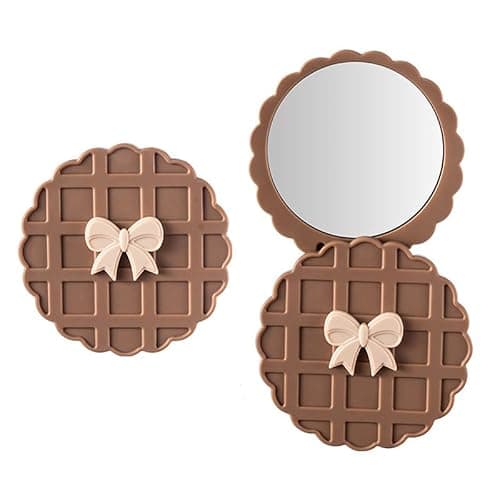 IEOSNGN Small Makeup Mirror,Round Mirrors for Women Girls,Perfect for Purse, Handbag, Touch-Ups, Everyday Use & Travel Essentials (Coffee) - Image 1