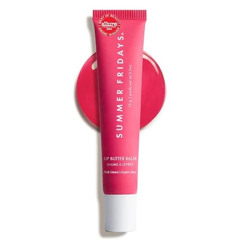 Summer Fridays Lip Butter Balm - Moisturizing Lip Gloss for Instant Shine + Sheer Color - With Nourishing Shea Butter - Everyday Makeup + Skin Care Summer Essentials - Vegan - Pink Guava (.5 Oz) - Image 1