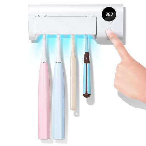 StarWin UV Toothbrush Cleaner, Timer Function, Rechargeable Tooth Brush Holder Wall-Mounted for Bathroom, No Drilling, 4 Slots - Image 1