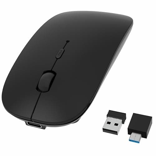 HOTDREAM Bluetooth Wireless Rechargeable Mouse for MacBook Pro/Air/iPad Air/iPad Pro/Laptop/Tablet/iPhone/PC, Bluetooth 5.2/3.0 and 2.4GHz Dual Mode Mouse (Black) - Image 1