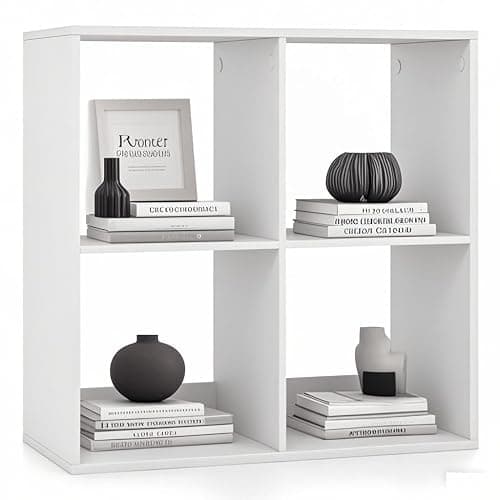 IFANNY Cube Bookcase, White Bookshelf with Storage, Wood Bookshelves & Bookcases, Toy Display Shelf, Freestanding Cube Storage Organizer, Book Shelf for Bedroom, Living Room, Study (4 Cubes) - Image 1