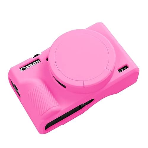 G7X Mark III Case, Soft Silicone Protective Case Cover for Canon Powershot G7X Mark III Digital Camera, Durable Camera Body Skin Protector with Removable Lens Cover - Rosy Pink - Image 1
