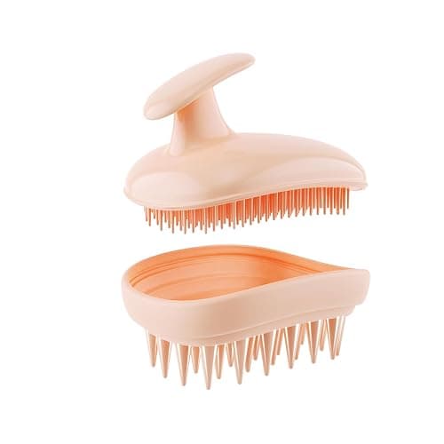 Rebex 2-in-1 Scalp Massager Shampoo Brush,Scalp Scrubber, Exfoliator Brush for Removing Dandruff & Hair Growth,Detangling Scrubber for Wet or Dry Hair (Peach Fuzz Color) - Image 1