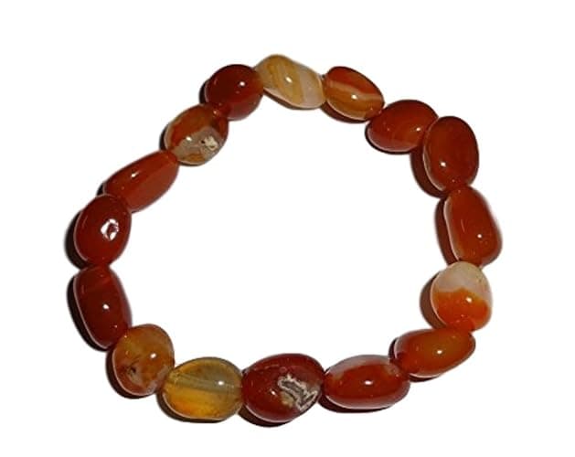 Sublime Gifts 1pc Fire Agate Premium Quality Tumbled Crystal Healing Gemstone 6-8 mm Nugget Beaded Stretch Bracelet - Image 1