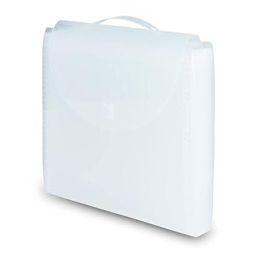 Samsill Expandable Paper Storage Organizer, 12 Pockets with Tabs, Holds 12x12 Inch Scrapbook, Vinyl Paper, Clear, Secure Flap Closure, Retractable Handle - Image 1