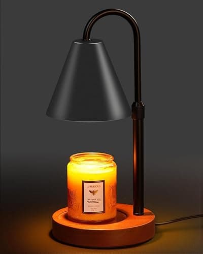 Candle Warmer Lamp With Timer Dimmable, Valentines Day Birthday Gifts for Women Mom, Adiustable Height Modern Candle Warmer Black Candle Lamp for Jar Candle, Home Decor Vintage Wax Warmer with 2 Bulbs - Image 1