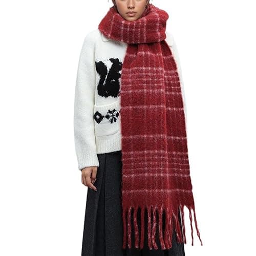 OUNIYA Large Chunky Plaid Scarf Winter Women Oversized Blanket Scarves Colorful Big Cashmere Thick Warm Shawl - Image 1