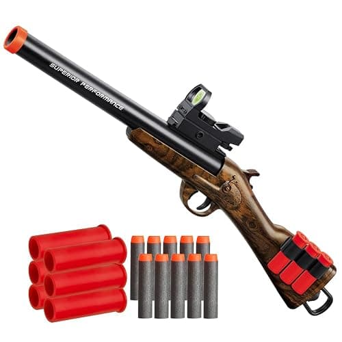 Safe Toy Double Barrel Gun for Boy with Ejecting Shell Soft Bullets,Realistic Model Shotgun Toys Foam Blaster Play Gun Toy with Soft Bullet Look Real Hunting Action for Children (MINIGUN) - Image 1