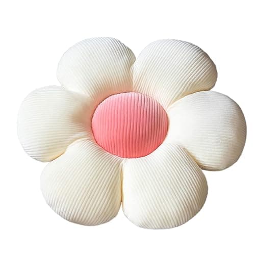 ELONEL Flower Shaped Throw Pillow - Office Seat & Car Cushion, Living Room Sofa Decor (14.9inch, Rice Flour) - Image 1