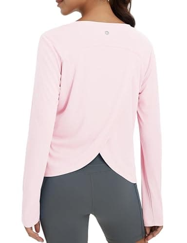 baleaf Women's Long Sleeve Workout Tops Athletic Shirts Split Back Running Gym Quick Dry Sun Protection UPF 50+ - Image 1