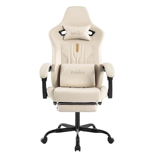 Gaming Chair with Footrest Ergonomic Computer Chair Massage Lumbar Cushion, Racing Video Game Chair Adjustable Rocker Recliner Executive Office Desk Chair Pu Leather for Adults - Image 1