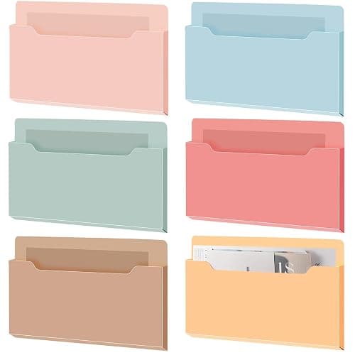 Fuutreo 6 Pcs Magnetic Wall File Organizer Magnetic Wall File Holder Refrigerator Magazine Holder for Mail Letters Paper(Light Vintage,Horizontal-large) - Image 1
