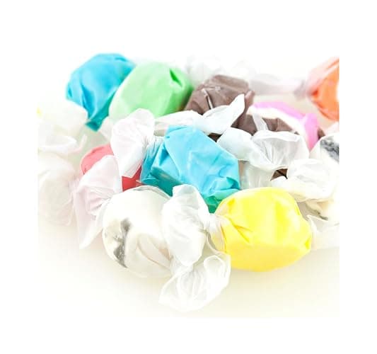 Sarah's Candy Factory Salt 16 Oz Water Taffy Assorted Taffy-Chocolate, Huckleberry, Peppermint, Banana, Vanilla, and more! Kosher and Gluten Free in Resealable Bag, 1 Lb - Image 1