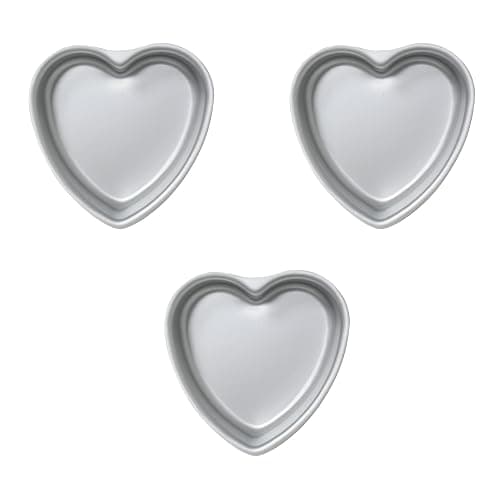 kefyixc set of 3 Heart-shaped cake pan,6 inch heart-shaped cake tin, aluminum, for weddings, parties, family and other occasions cake (6 x 2 Inch,Set of 3) - Image 1