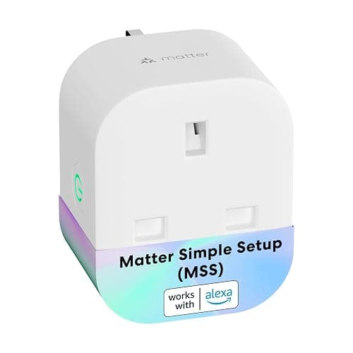 Meross Matter Smart Plug with Energy Monitoring, Mini WiFi Plug with Matter Simple Setup(MSS) Feature, Works with Apple HomeKit, Alexa, Google Home, SmartThings, Remote Voice Control, 13A - Works with Matter - 1 Pack - Image 1
