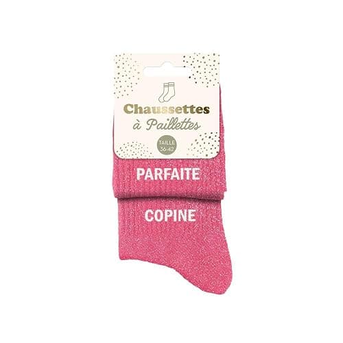 STC Chaussettes Pailletées Duo Parfaites Copine - Rose - Taille M - Femme - Adultes en Couple - Chaussettes Pailletées - Image 1