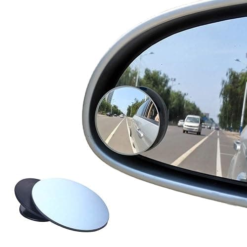 BEEWAY Blind Spot Mirrors, Round Frameless 360° Rotate Sway Adjustable HD Glass Convex Mirror Maximize RearView Universal for Car SUV Trucks Traffic Safety - Pack 2 - Image 1