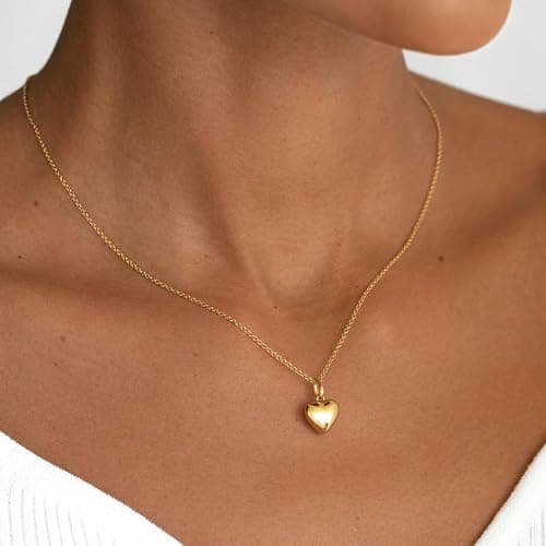 zvcofun Heart Necklace - Dainty 14K Gold Necklaces for Women Trendy Small Heart Pendant Simple Choker Neckace Gold Jewelry for Women Gifts - Image 1