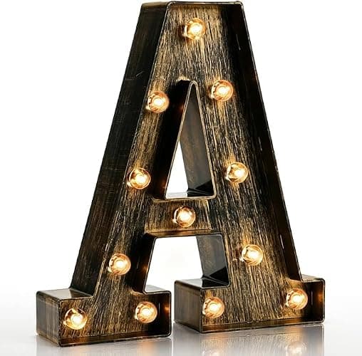 Pooqla Vintage Light Up Marquee Letters with Lights – Illuminated Industrial Style Lighted Alphabet Letter Signs - Coffee Bar Apartment Bedroom Wall Home Initials Decor A-Z - Image 1