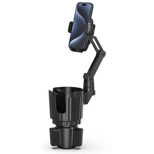 Phone Holders for Your Car, 2 in 1 Universal Cup Holder Expander Adjustable Base with Phone Mount, Long Arm with 360°Rotation Cup Holder Phones Mount for Car Compatible with All Smartphones - Image 1