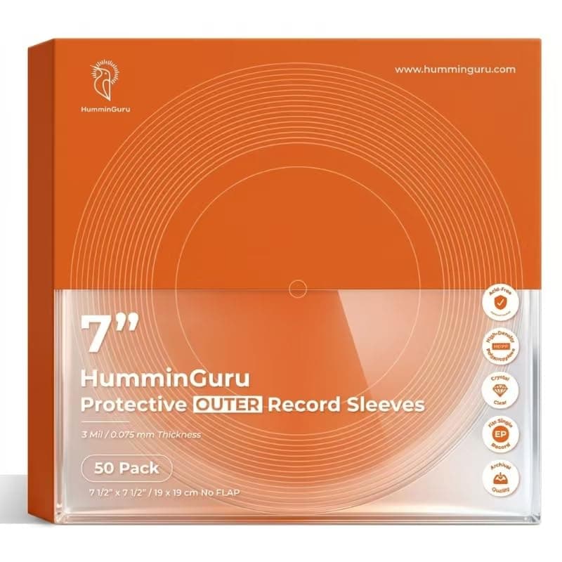 Funda externa protectora para discos de vinilo de 7 pulgadas HumminGuru, funda externa HDPP para carátulas de álbumes sencillos y dobles LP, 3 mil, paquete de 50 (fundas externas sin costuras de 7") - Image 1