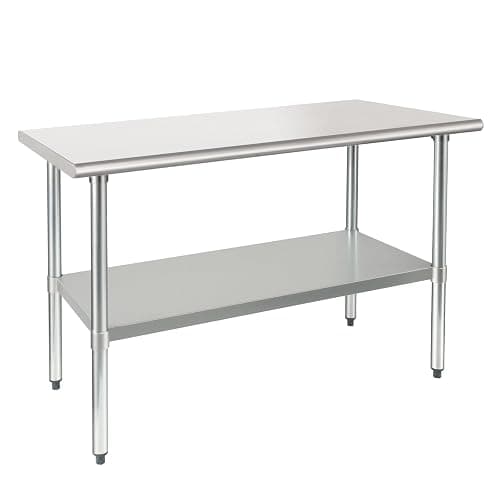 HARDURA Stainless Steel Table 24X48 Inches with Undershelf and Galvanized Legs NSF Heavy Duty Commercial Prep Work Table for Restaurant Kitchen Home and Hotel - Image 1