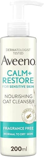 AVEENO Face CALM+RESTORE Nourishing Oat Cleanser (1x 200ml) | Non-Foaming, Gentle Cleanser with Prebiotic Oat and Calming Feverfew, Helps Preserve Skin's Barrier, For Sensitive Skin - Image 1