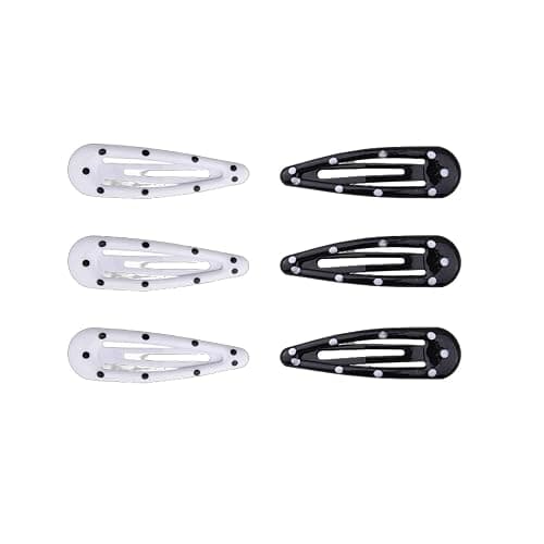 6 Pcs Polka Dot Snap Hair Clips | Black White Dotted| Water-Drop Charming |Non Slip Small Aesthetic Barrettes| Women Hair Accessories - Image 1