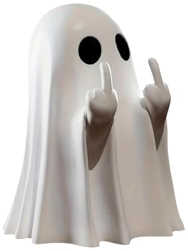 SHIFANQI Halloween Ghost Figurine - Spooky Resin Ghost Statue, Funny Cute Ghost Ornaments for Halloween Decorations, Porch and Indoor Home Office Desk Decor, Christmas,New Year’s Gifts - Middle Finger Ghost - Image 1