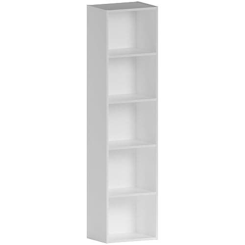 Vida Designs Oxford 5 Tier Cube Bookcase, White Wooden Shelving Display Storage Unit Office Living Room Furniture - Image 1