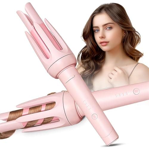 Auto Hair Curler, Automatic Curling Iron with 4 Temperature & 3 Timer, Automatic Shut-Off, Anti-Scald, Anti-Tangle Rotating Curling Wand for Hair Styling, Pink - Image 1